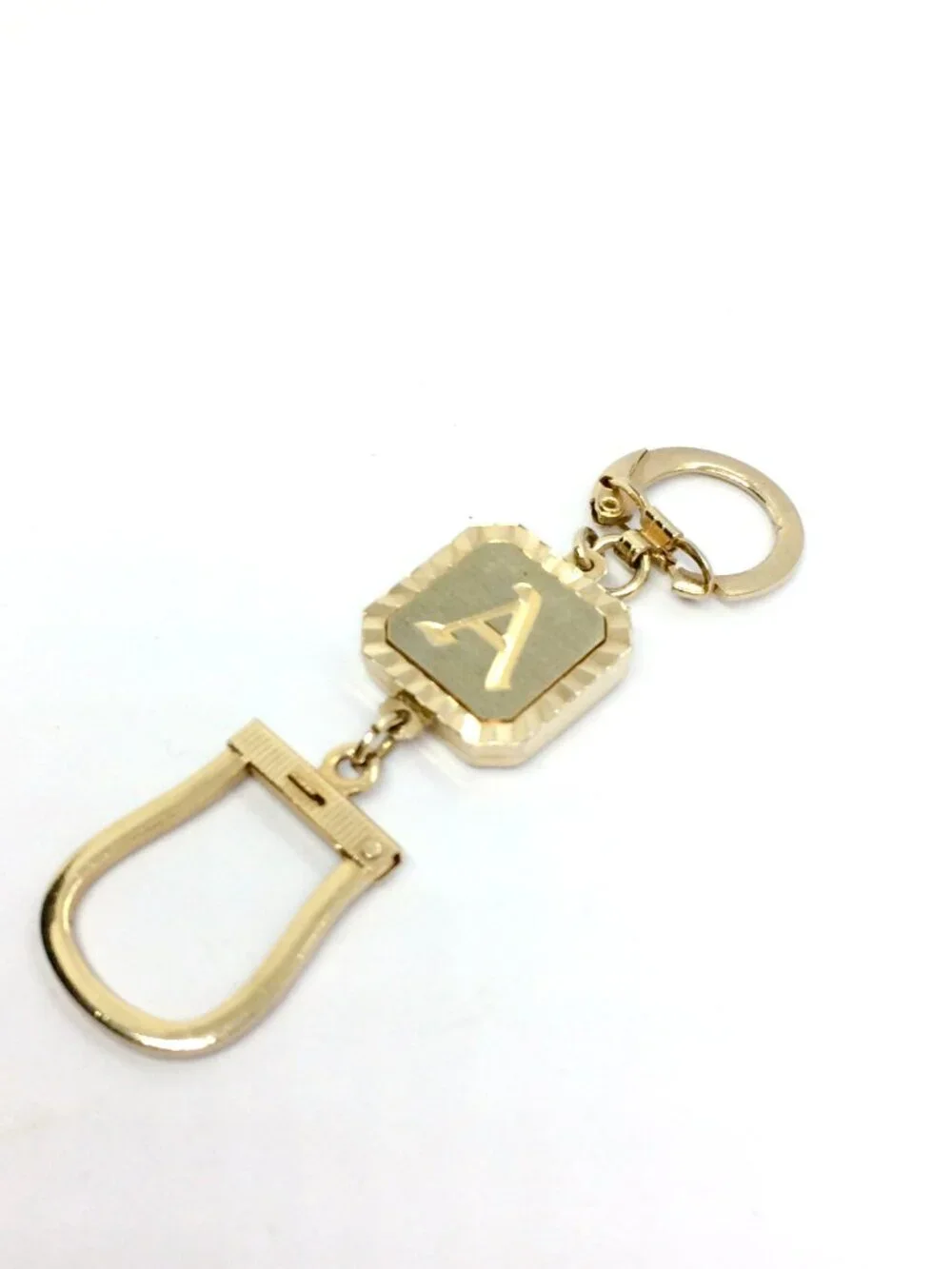 VINTAGE SWANK KEY FOB Gold Tone Detachable Valet Key Holder Initial A